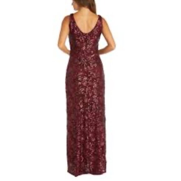 R & M Richards Dress 10P Merlot Wine Sequin Formal Prom Wedding Cruise Party NEW - Picture 8 of 13